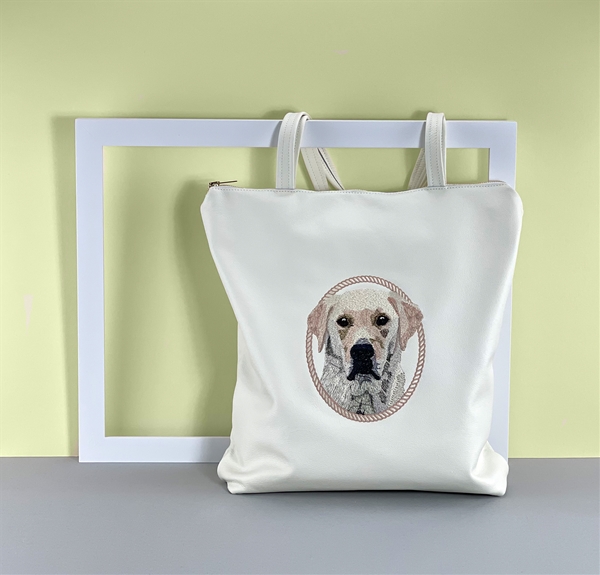 Pet Portrait Leather Tote Bag